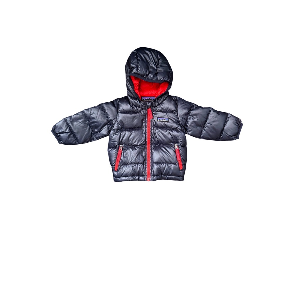 Patagonia Baby Hi-Loft Down Sweater Hoody Navy Red 3-6M 60493 Puffer Jacket NEW